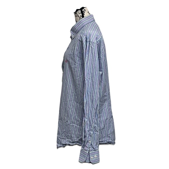 United Colors Of Benneton Shirt  nautical Blue Stripe Button Up Dress Suit XXL - Picture 4 of 11